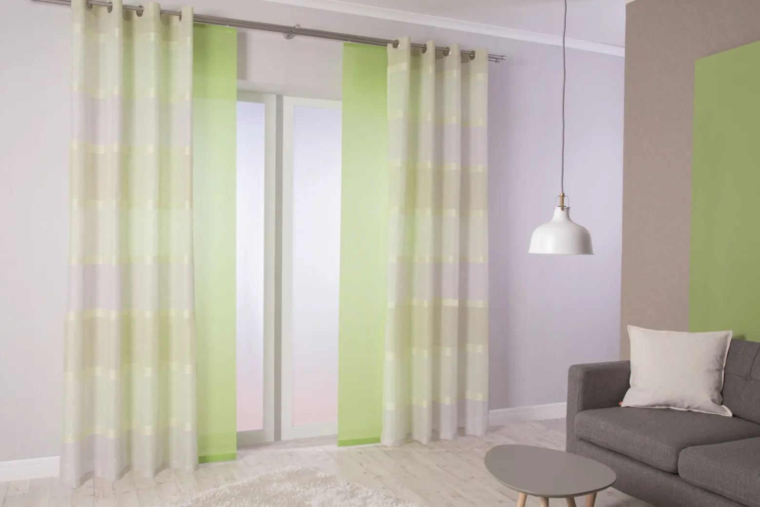 Flächenvorhang Uni grün halbtransparent 60x245 5802-24