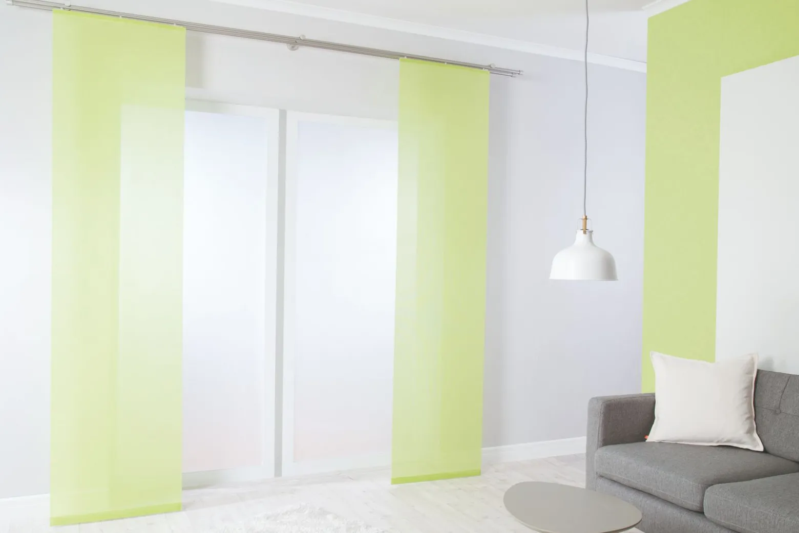 Flächenvorhang Uni grün halbtransparent 60x245 5802-24