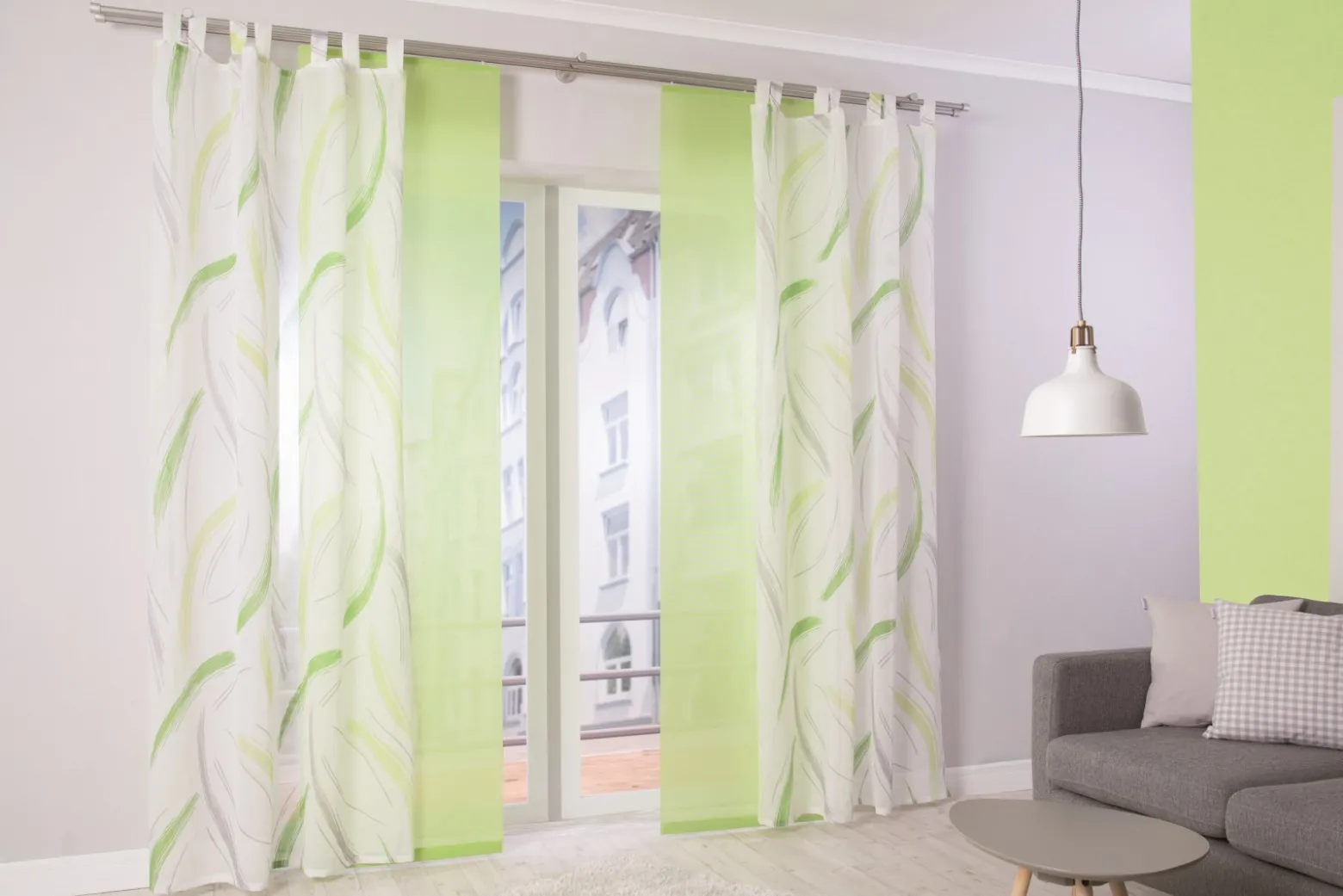 Flächenvorhang Uni grün halbtransparent 60x245 5802-24