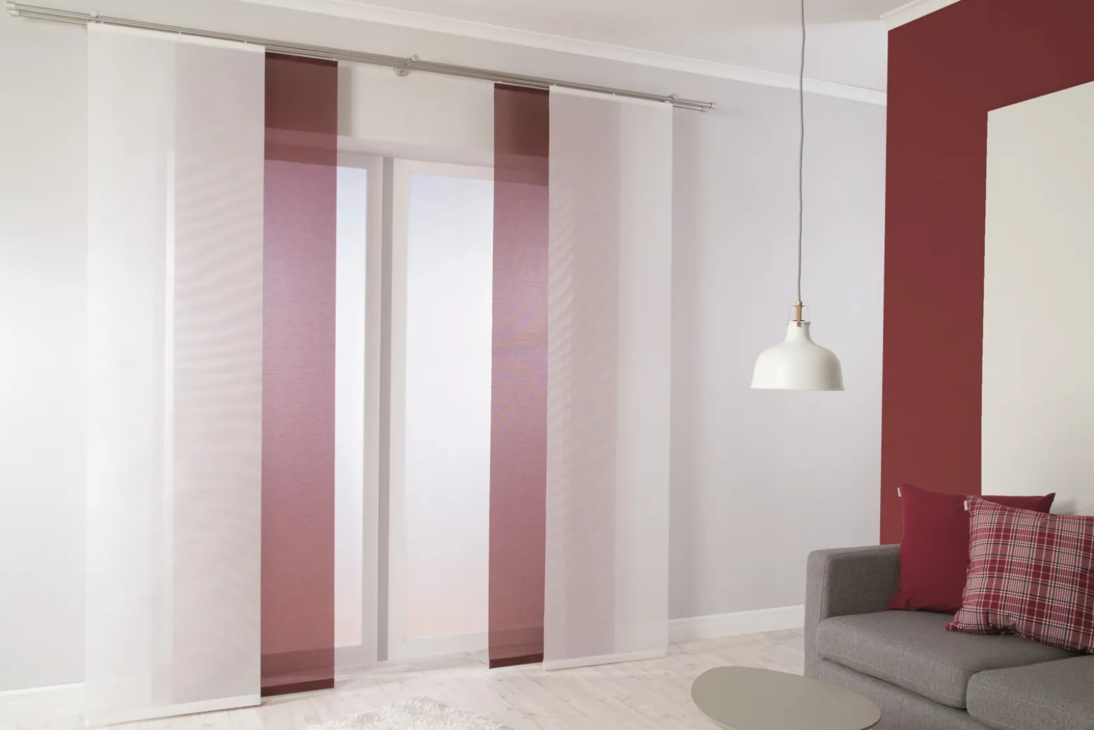 Flächenvorhang Uni weiß halbtransparent 60x245 5802-00