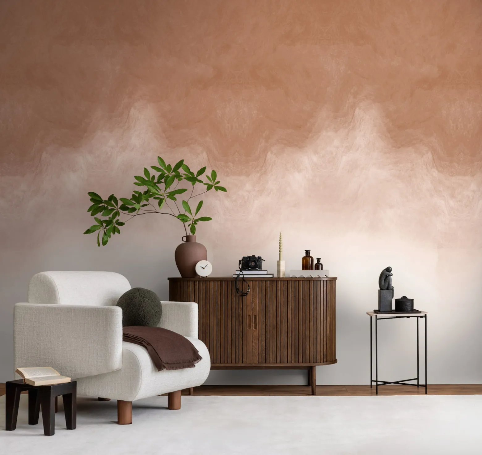 Fototapete Aquarelloptik Ombre Creme Braun 79216-4