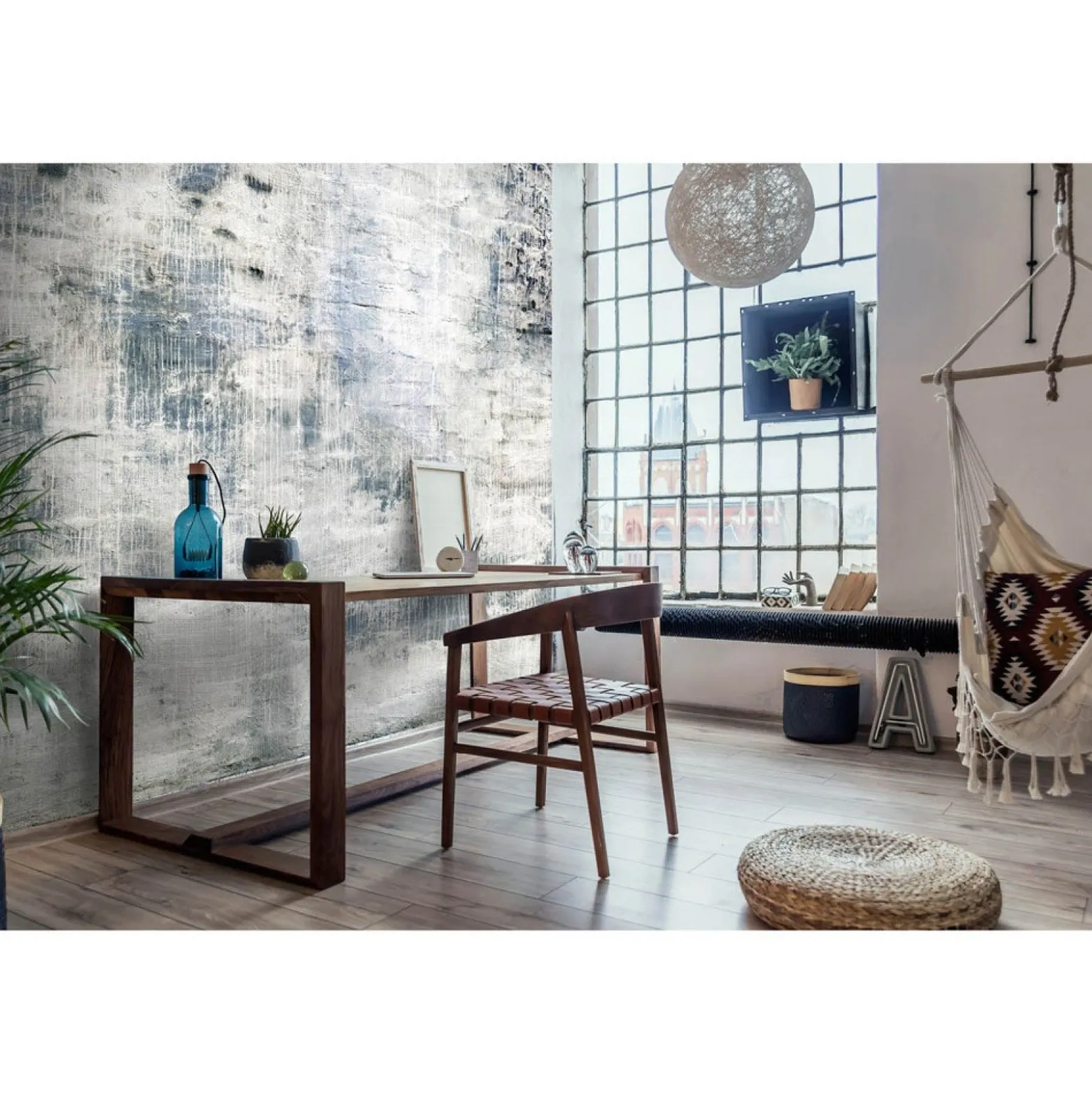 Fototapete Backstein Mauer Shabby Grau Blau 2225-15