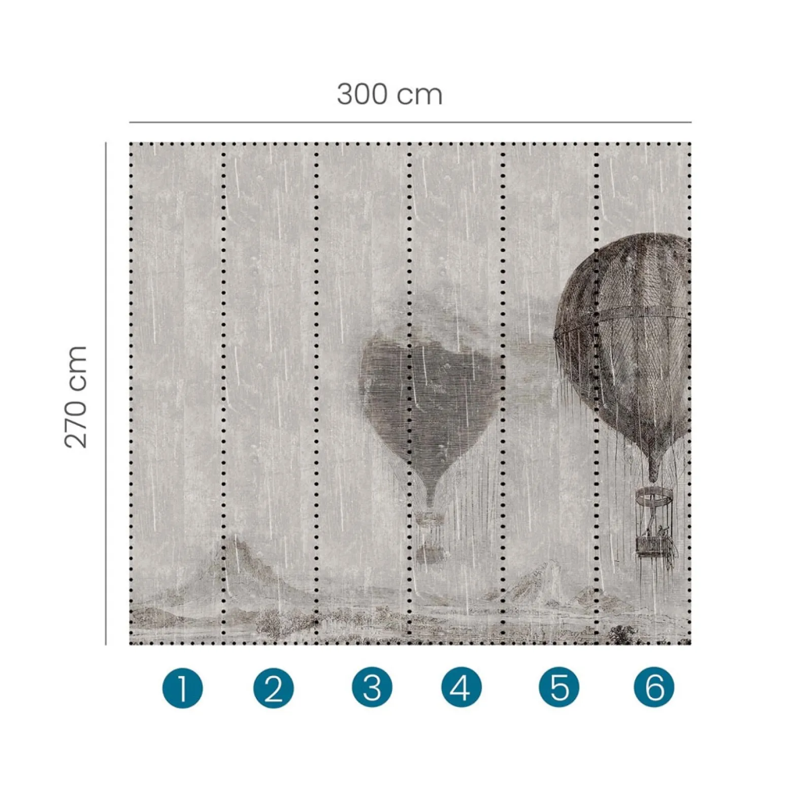Fototapete Ballons Used-Look Berge Grau 2509N-11