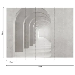 Fototapete Betonoptik Bögen Grau Creme 39916-1