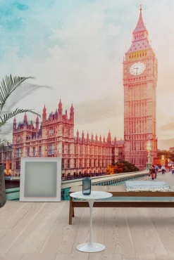 Fototapete Big Ben London Skyline Blau Orange ML3501