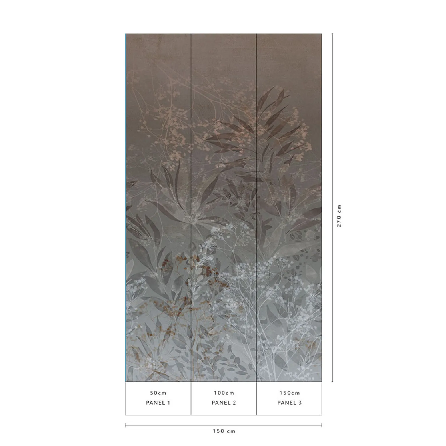 Fototapete Blattmuster Floral Braun Grau 22101-07-01