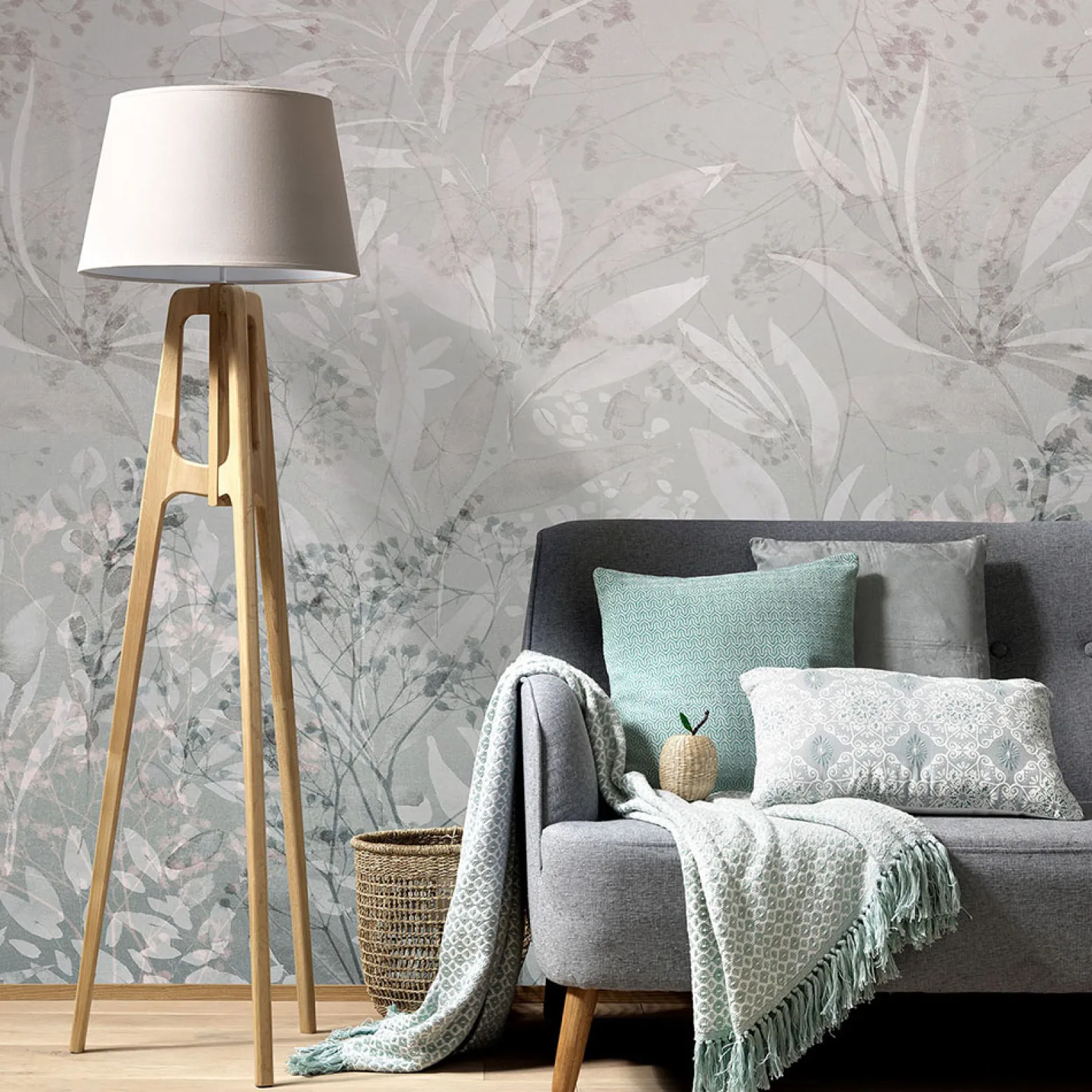 Fototapete Blattmuster Floral Taupe Grau 22102-07-01