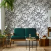 Fototapete Blätter Floral Tropen Weiß Schwarz 81600