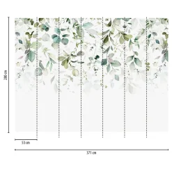 Fototapete Blätter Zweige Floral Weiß Grün 39900-1