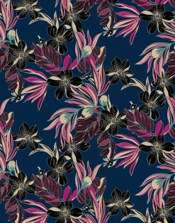 Fototapete Blumen Blätter Floral blau rosa Marburg
