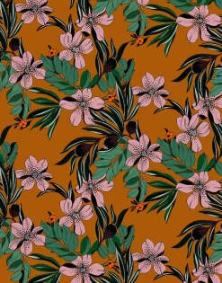 Fototapete Blumen Blätter Floral orange grün Marburg