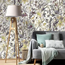 Fototapete Blumen Motiv Floral Weiß Lila Gelb 22106-07-01