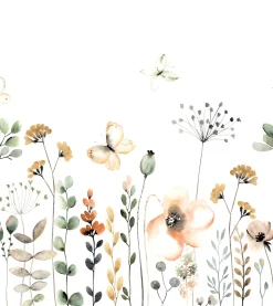 Fototapete Blumen Schmetterlinge Grün 253283 Rasch