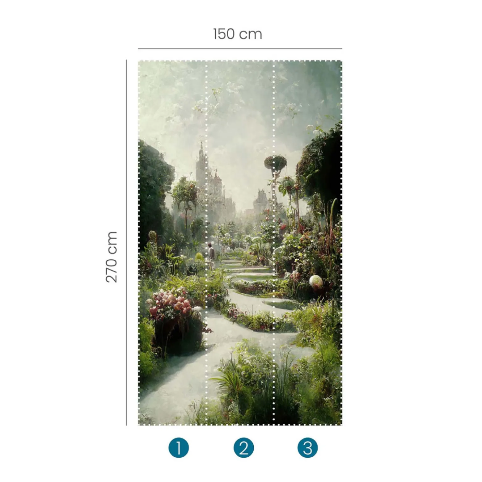 Fototapete Bäume Blumen Grün Grau Rosa 2522N-81