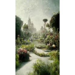 Fototapete Bäume Blumen Grün Grau Rosa 2522N-81