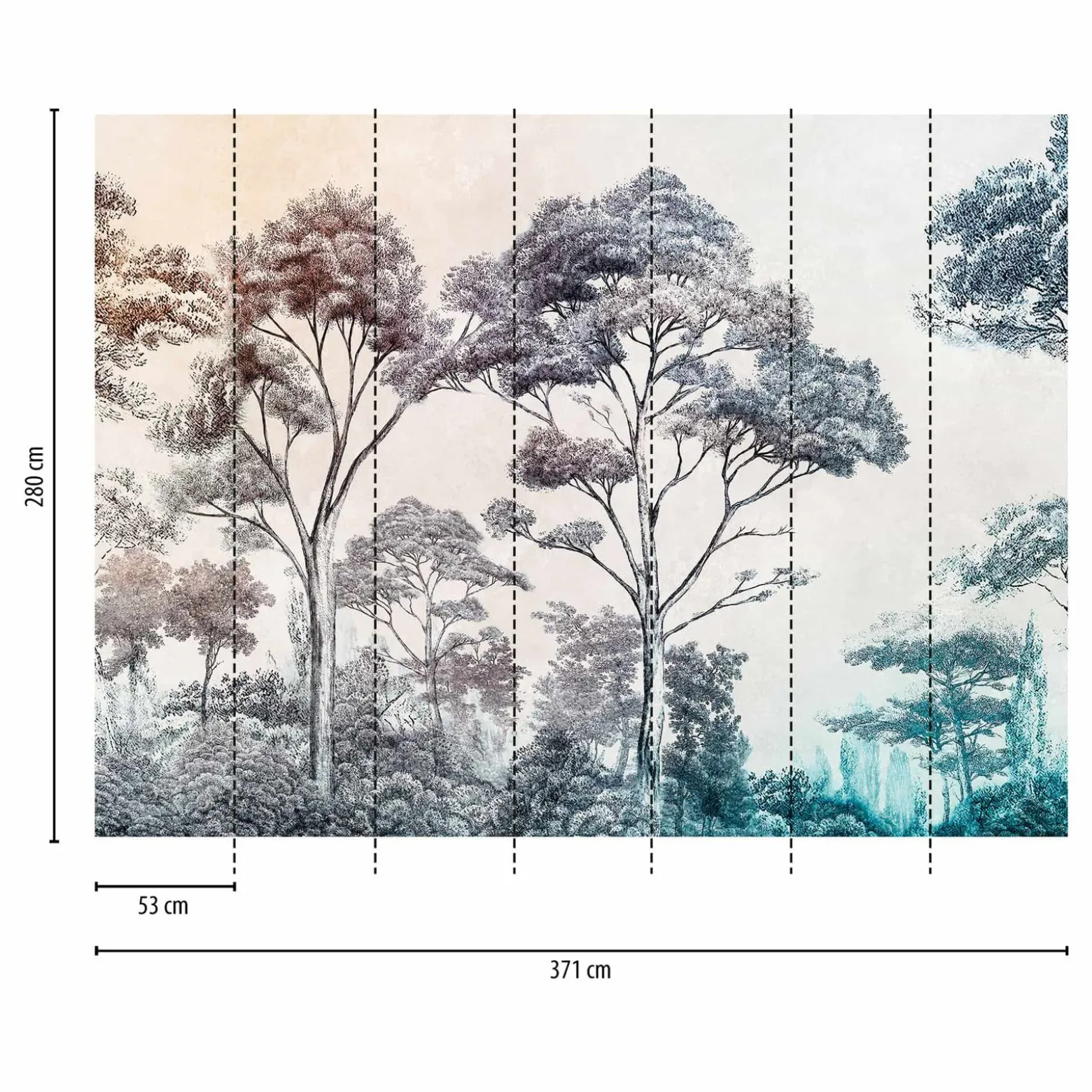 Fototapete Bäume Landschaft Creme Blau 39902-1