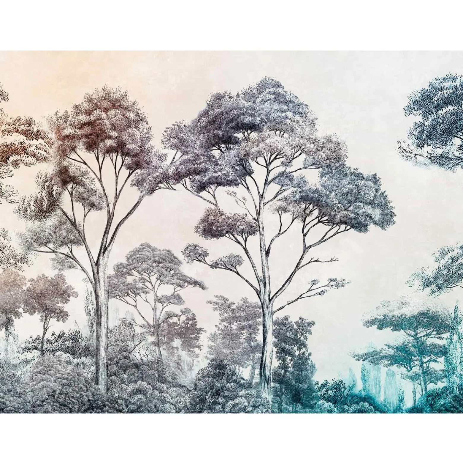 Fototapete Bäume Landschaft Creme Blau 39902-1