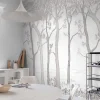 Fototapete Bäume Pflanzen Wald Weiß Grau ML1701