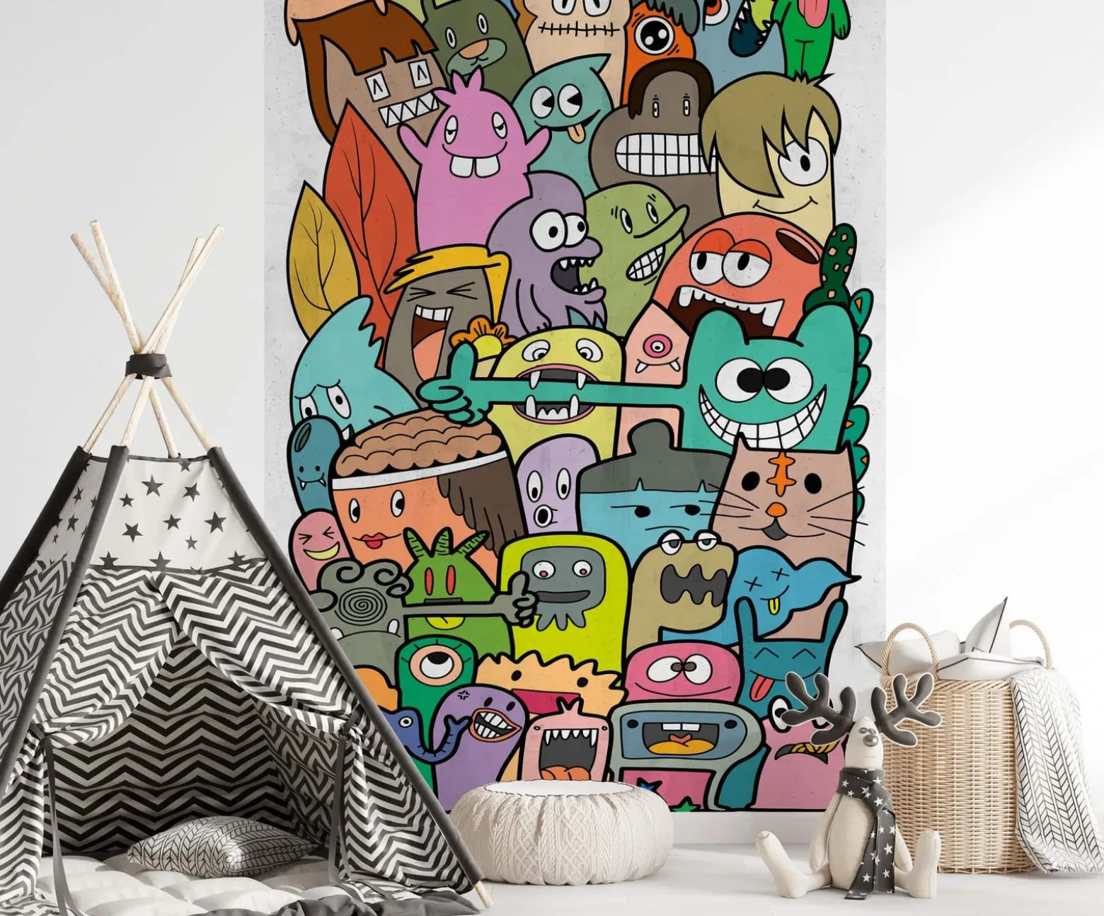 Fototapete Comic Figuren Monster Bunt Grau 39827-1