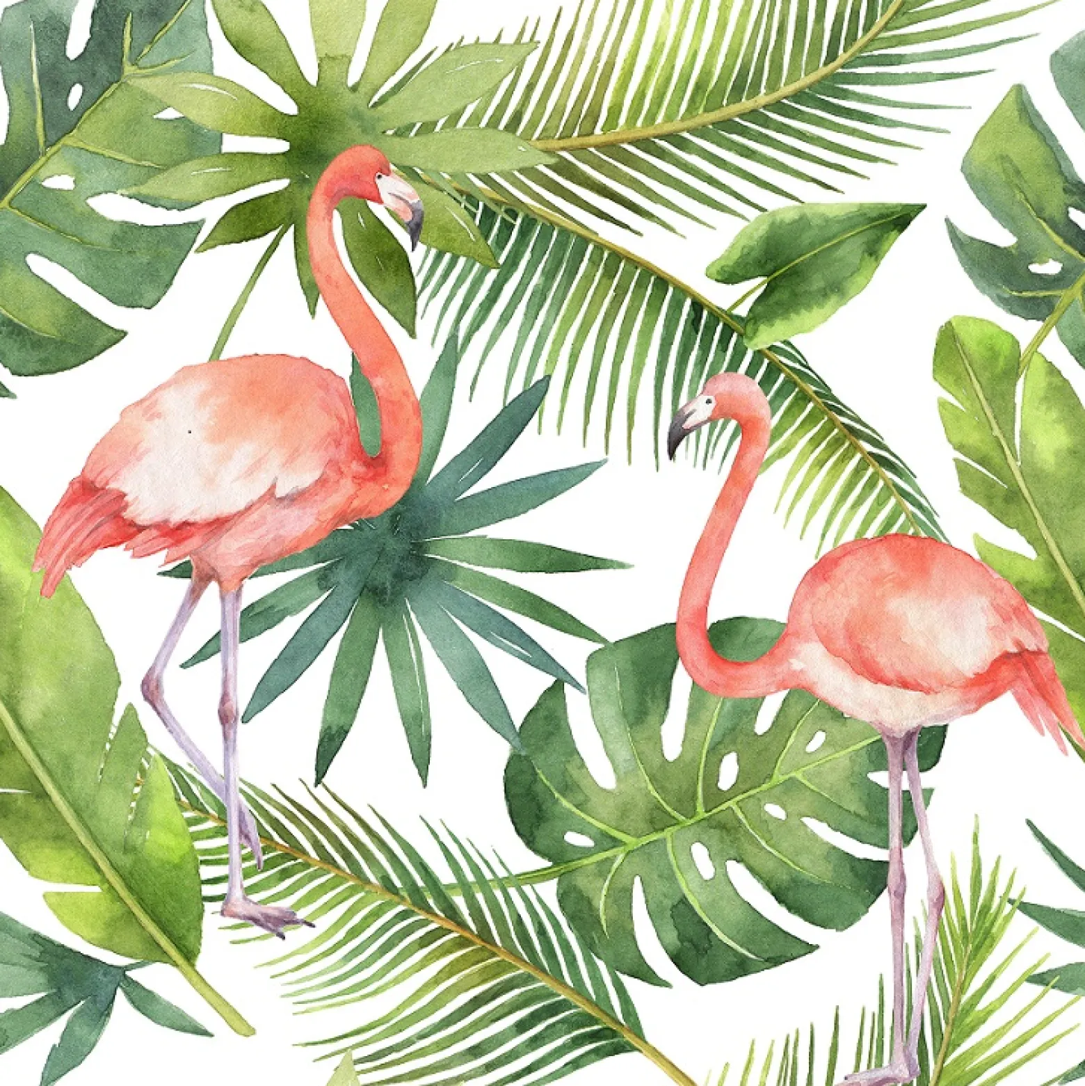 Fototapete Digital Floral Flamingo weiß DD116612