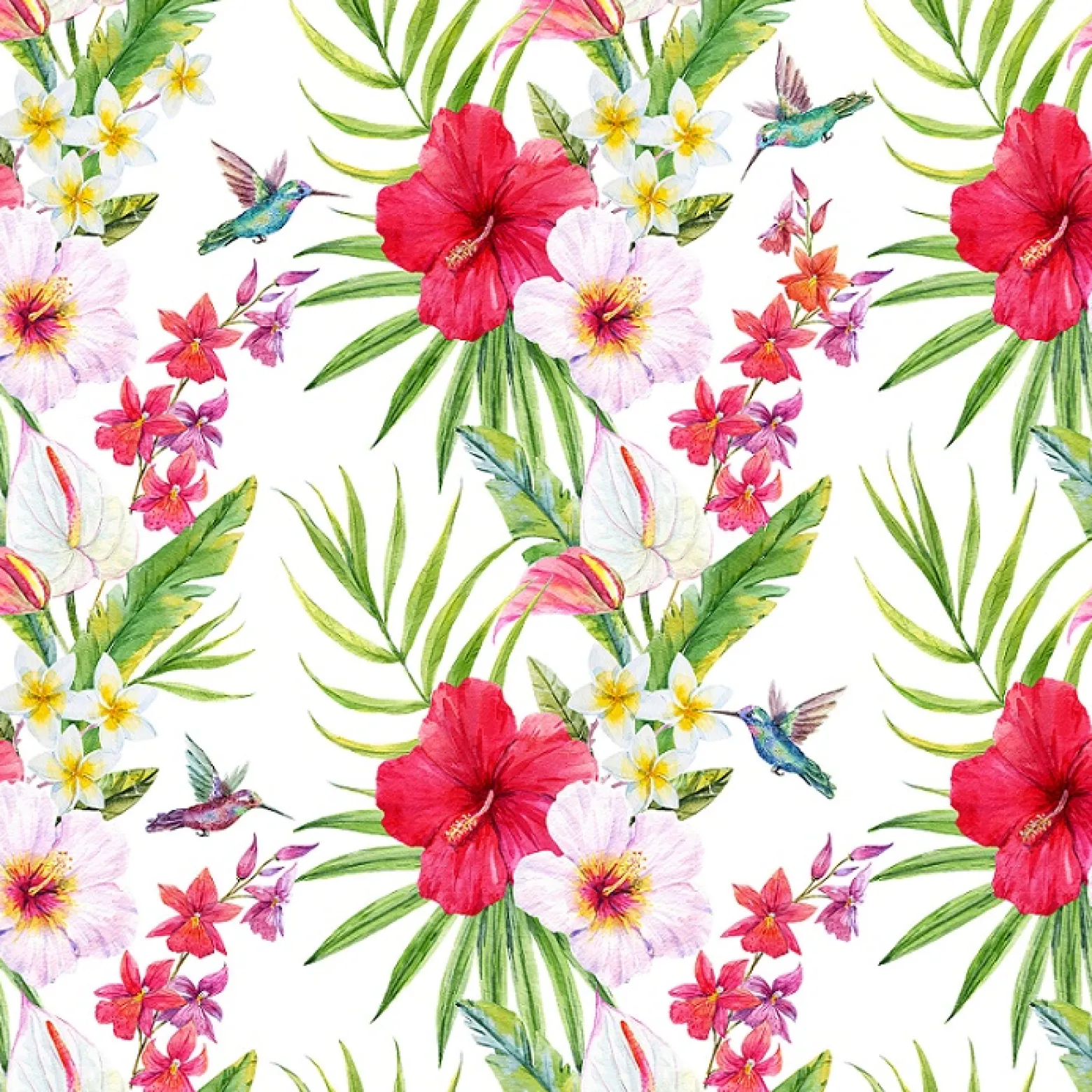 Fototapete Digital Floral Kolibri weiß rot DD116608