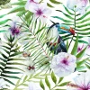Fototapete Digital Floral Tukan weiß lila DD116611