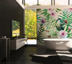 Fototapete Digital Floral Tukan weiß lila DD116611