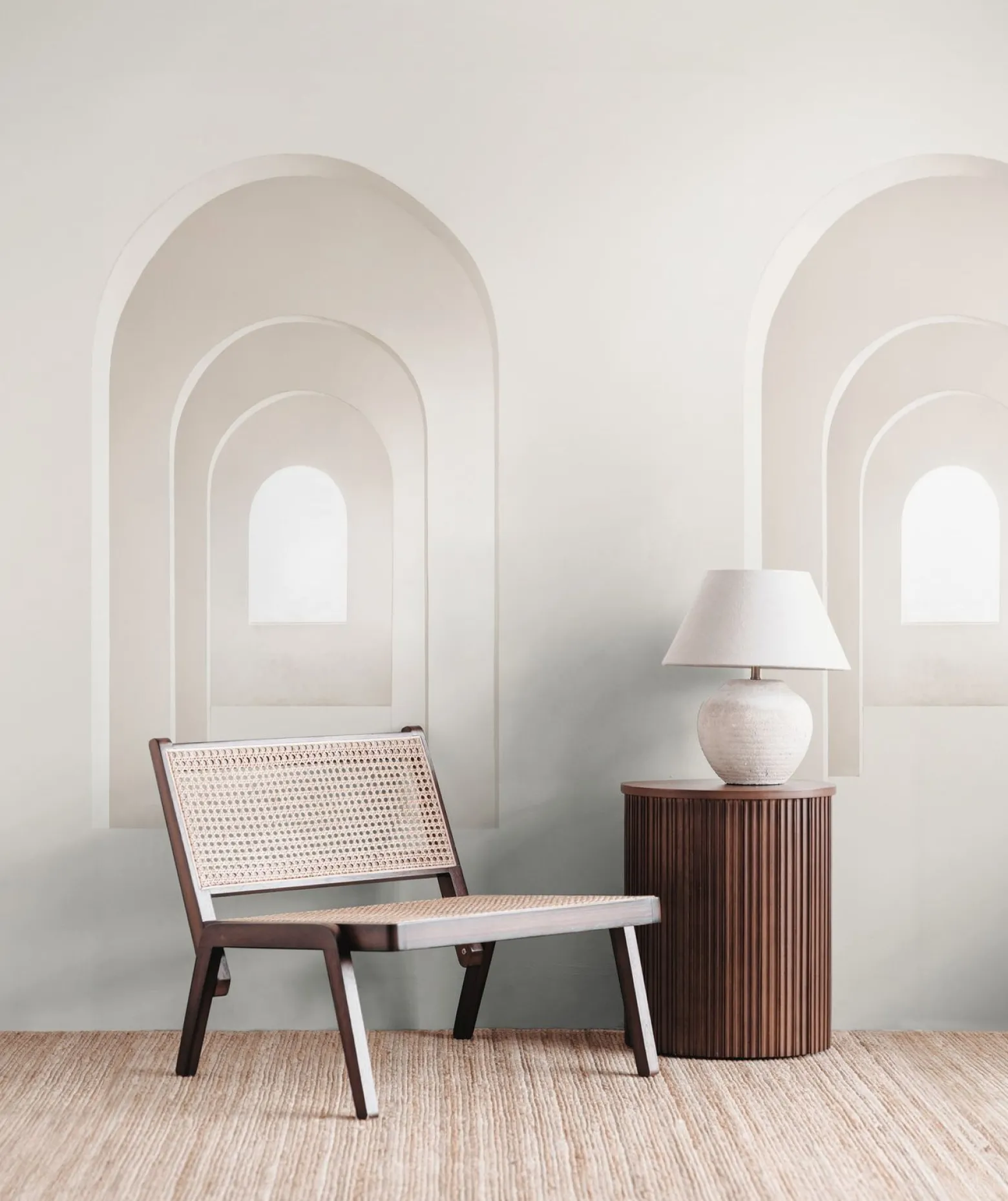 Fototapete 3D-Optik Bögen Creme Beige 39842-1