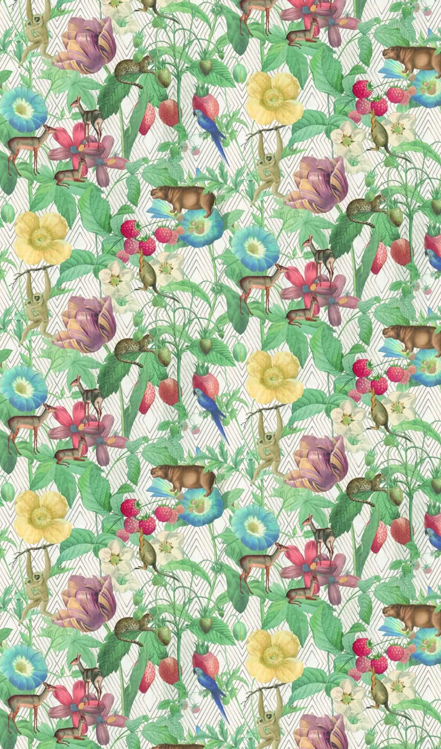 Fototapete Dschungel Blumen Grafik weiß bunt Marburg