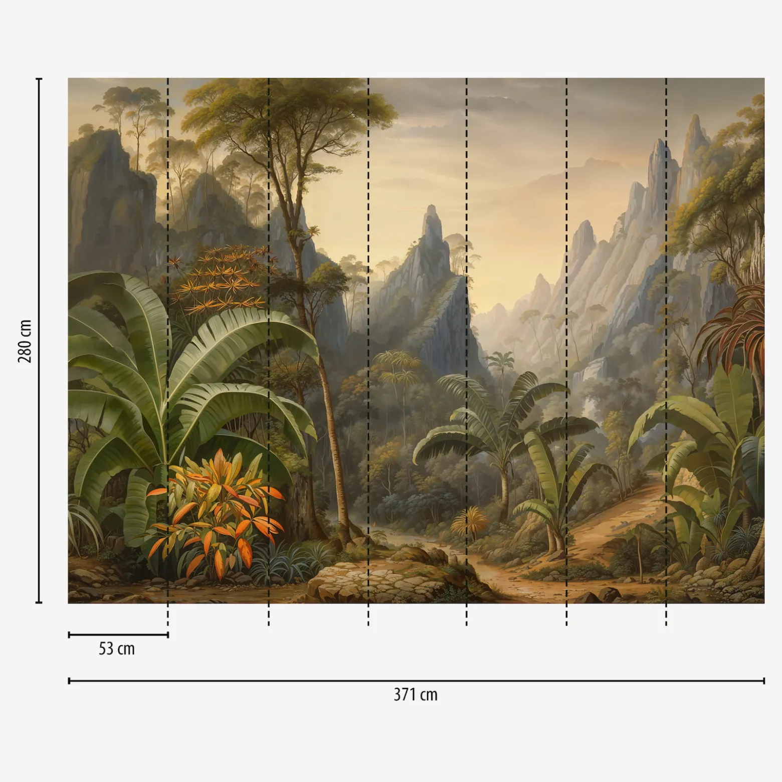 Fototapete Dschungel Floral Bäume Grün Beige 76190-1