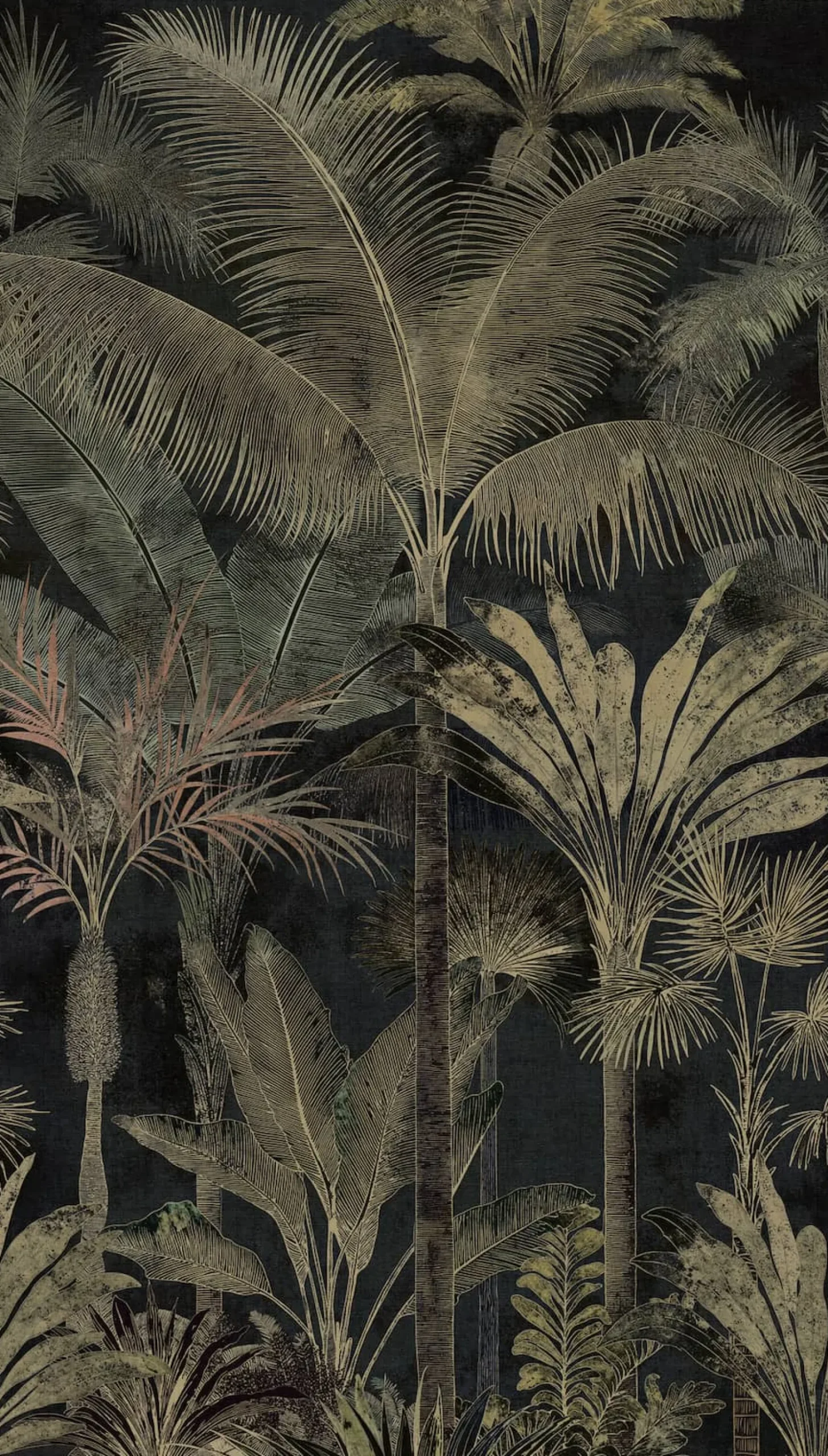 Fototapete Dschungel Palmen Shabby Schwarz Grün 76190-4