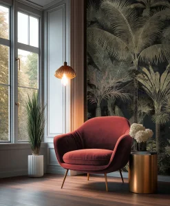 Fototapete Dschungel Palmen Shabby Schwarz Grün 76190-4