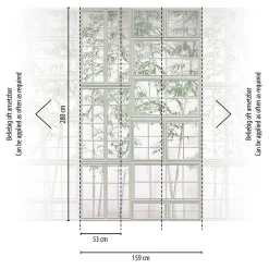 Fototapete Fenster Bambus Floral Creme Grün 39846-1
