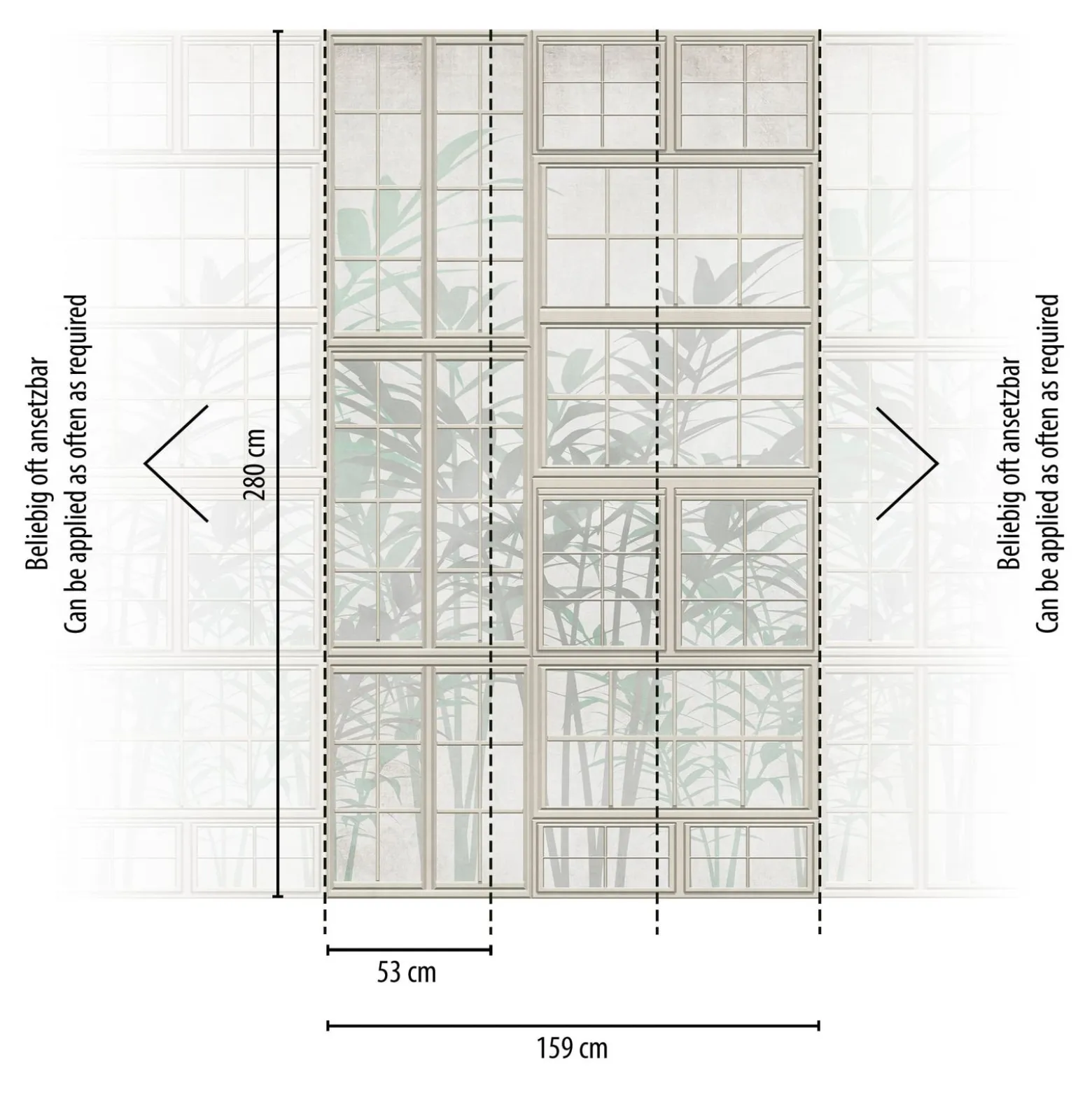 Fototapete Fenster 3D-Optik Creme Grün 39845-1