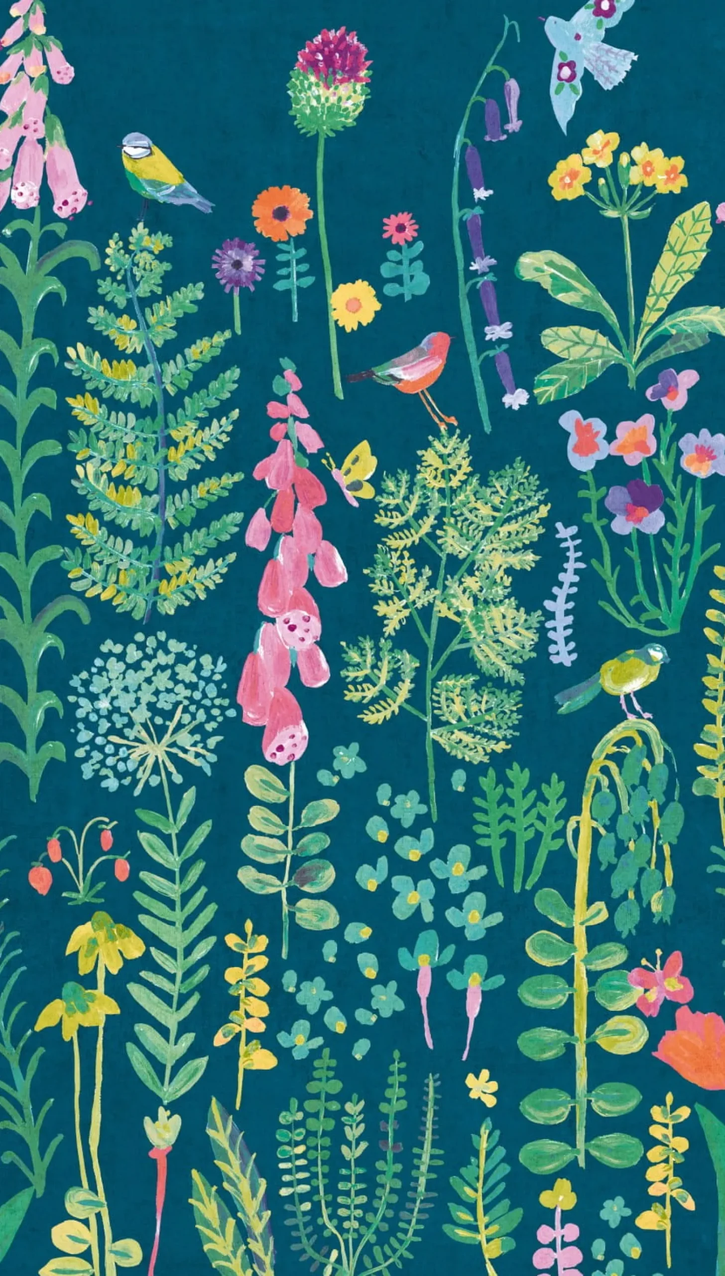 Fototapete Floral Aquarell Blau Grün Rosa ML1902