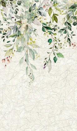 Fototapete Floral Betonoptik Beige Grün 42176