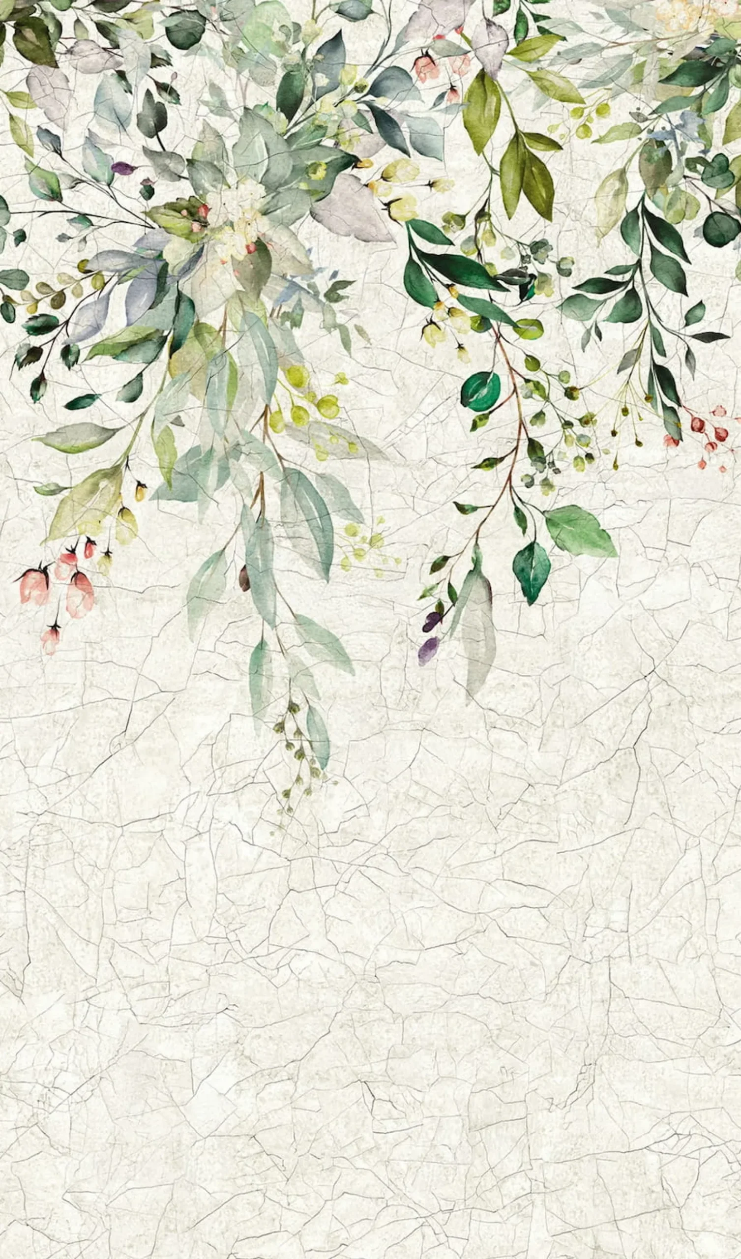 Fototapete Floral Betonoptik Beige Grün 42176