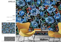 Fototapete Floral Blumen Blüten schwarz blau Marburg