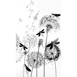 Fototapete Floral Blumen Libellen Weiß Schwarz 2520N-81