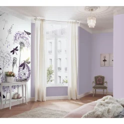 Fototapete Floral Blumen Libellen Weiß Lila 2520N-82