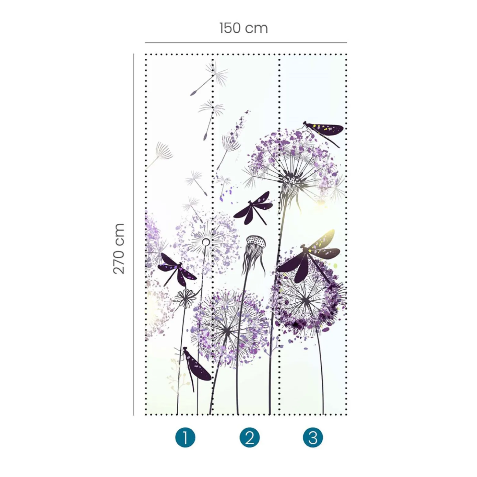 Fototapete Floral Blumen Libellen Weiß Lila 2520N-82