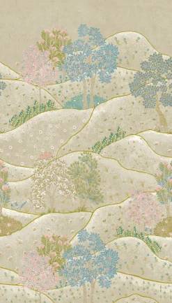 Fototapete Floral Hügel Grün Grau Blau ML1801