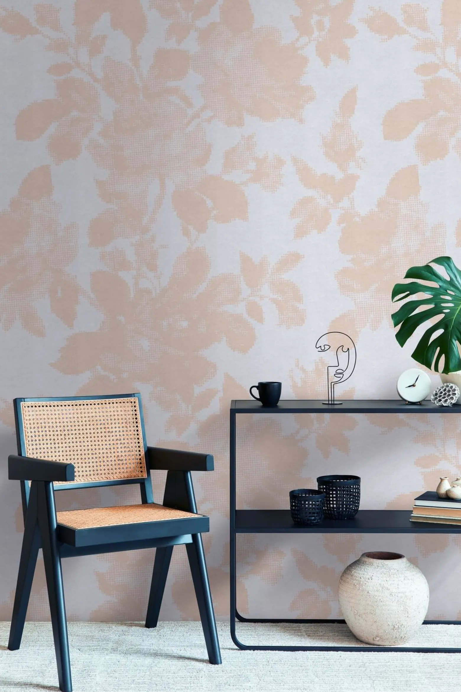 Fototapete Floral Textiloptik Grau Beige 39877-1