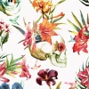 Fototapete Floral Totenkopf Weiß Grün Rot ML2701