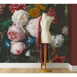 Fototapete Floral Vase Vintage Grau Rot 2503V-11