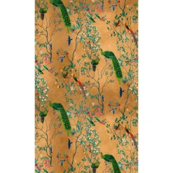 Fototapete Floral Vögel Blumen Braun Bunt 39882-1
