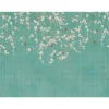 Fototapete Floral Vögel Textiloptik Blau Creme 39921-1