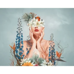 Fototapete Frau Floral Blumen Blau Bunt 39911-1