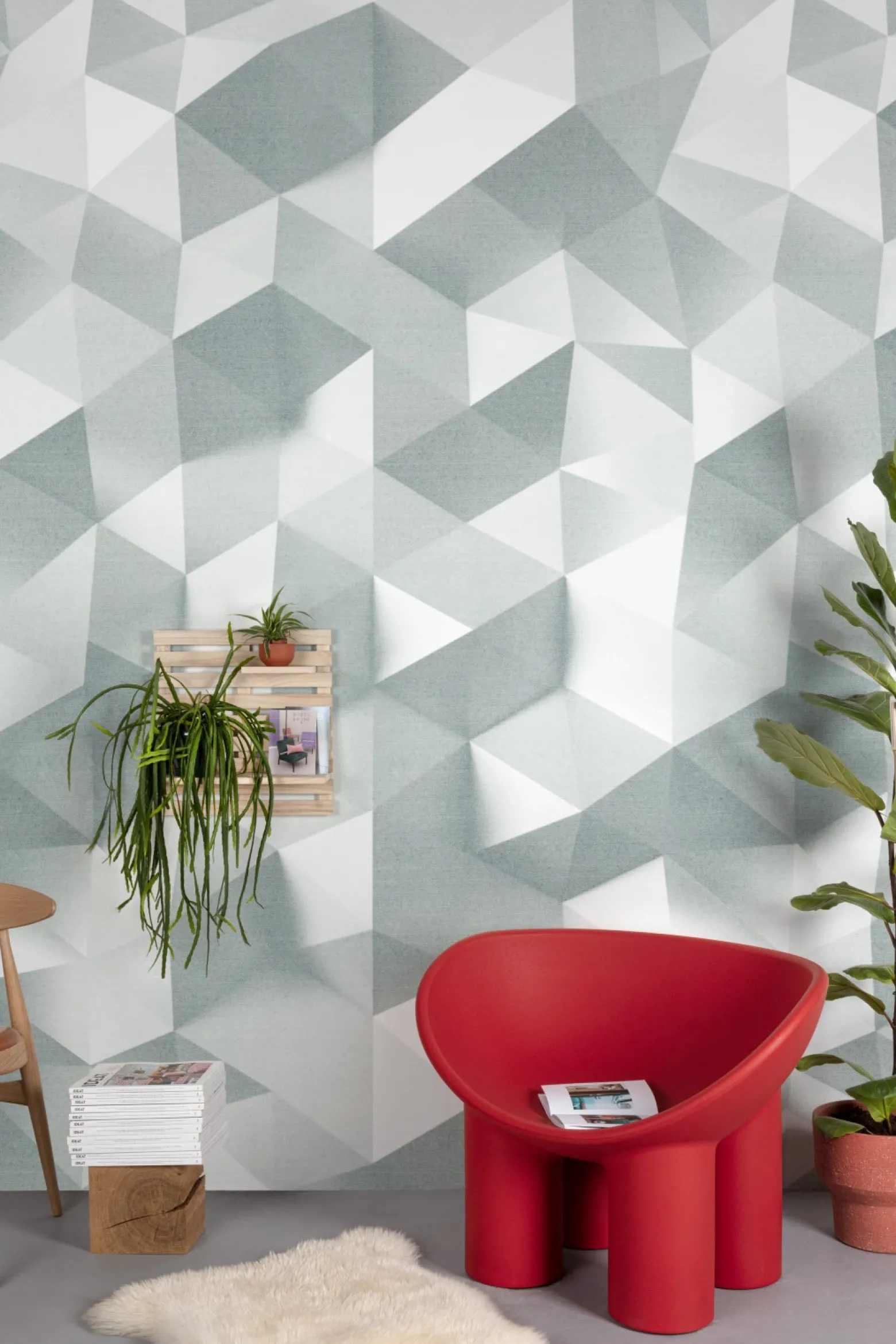 Fototapete Geometrisch 3D-Optik Weiß Grau ML4601