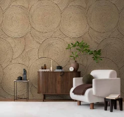 Fototapete Grafisch Kreise Geflecht Beige Braun 79218-1